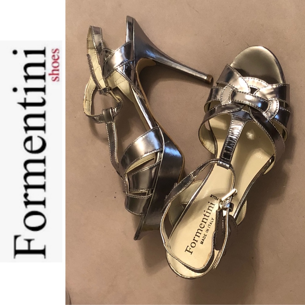 Formentini Italian Leather T-Strap Sandal Heels